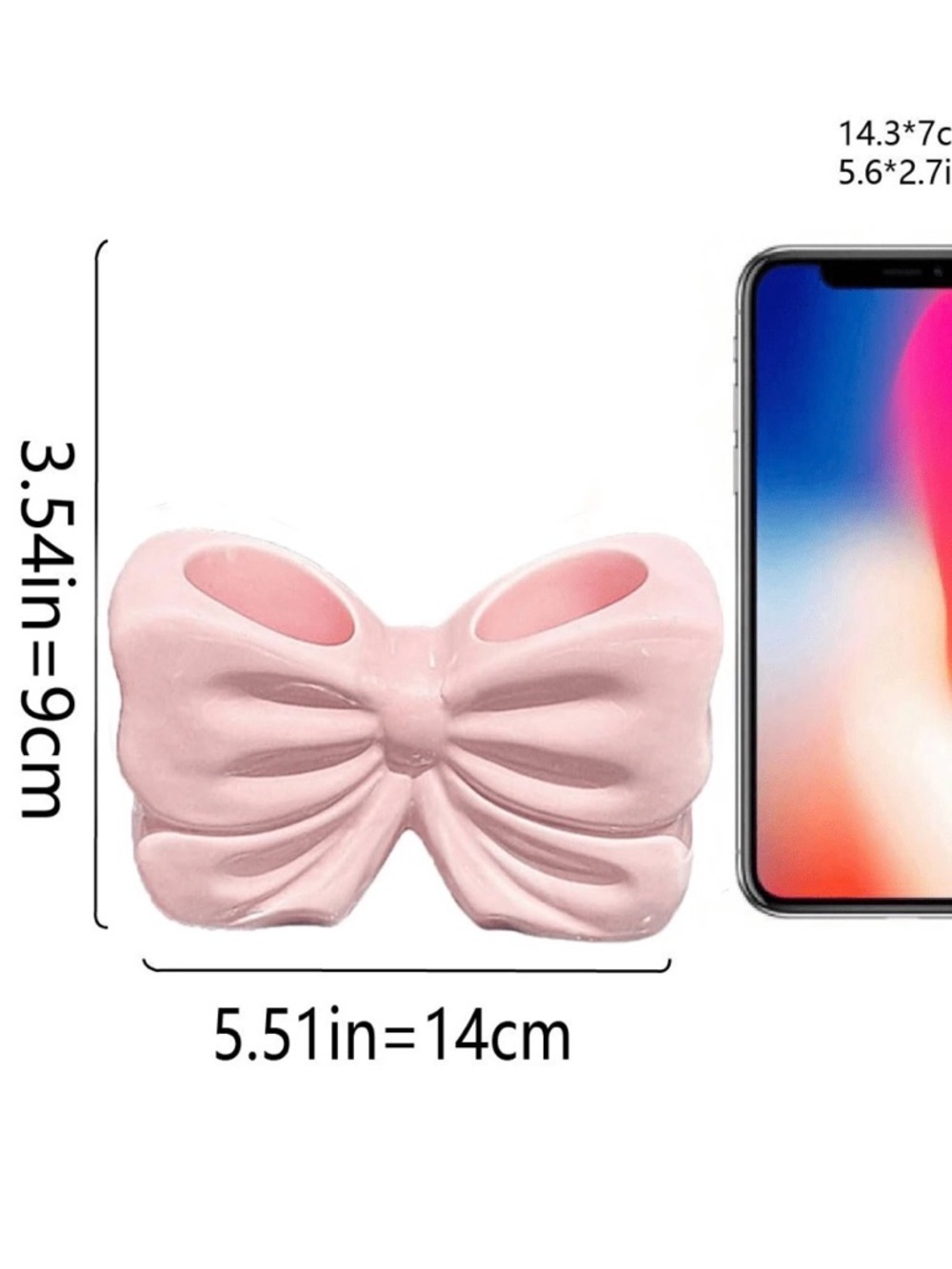 Pink Ceramic Bow Makeup Brush Holder - Picture 3 of 3
